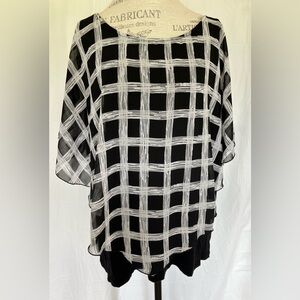 ALYX Women’s Poncho Blouse in Black/White Check Sz 2X